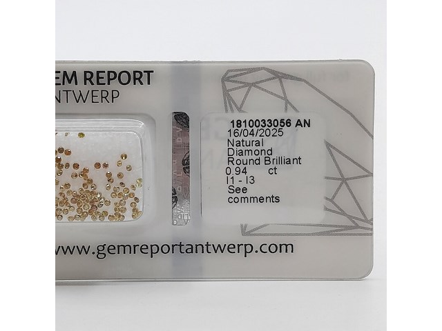 Kleine gele briljant geslepen diamanten, totaal 0,94 karaats (i1-i3) - afbeelding 3 van  5