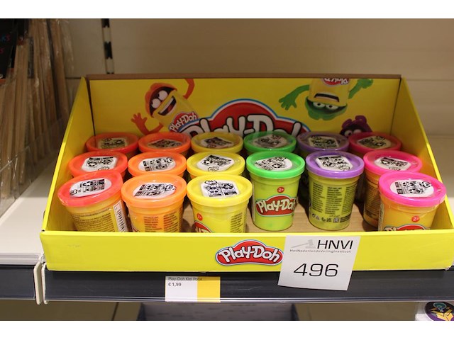Kleipotjes play doh in diverse kleuren, 16 stuks in schap. - afbeelding 1 van  2