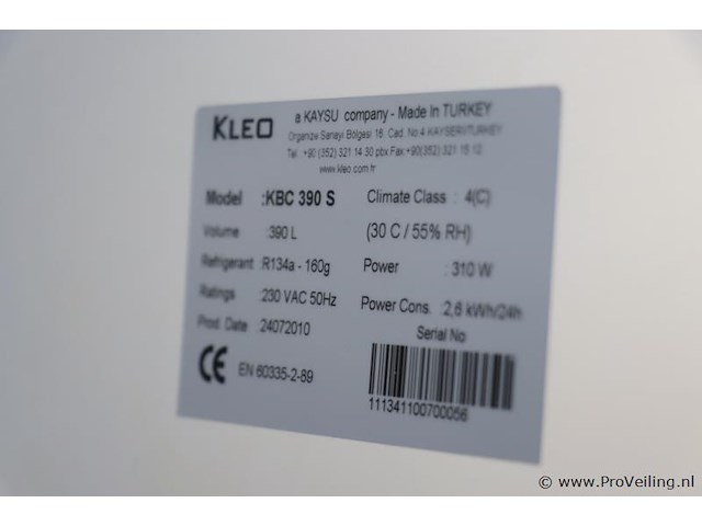 Kleo koelkast model kbc 390 s - 60x60x188cm - afbeelding 4 van  5