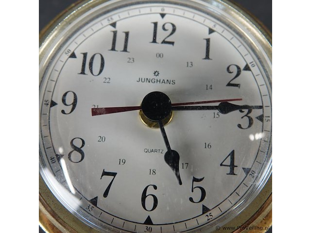 Klok in koperen montuur - afbeelding 3 van  5