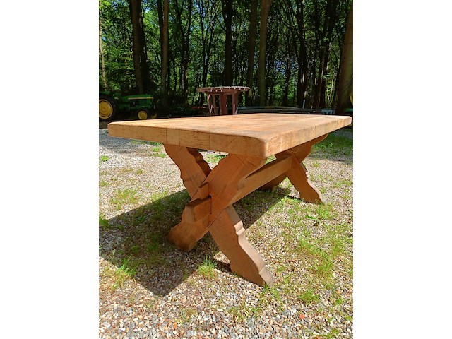 Kloostertafel massief eiken, ca 1950 - afbeelding 1 van  7