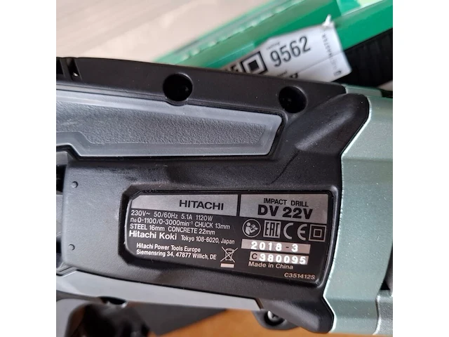 Klopboormachine hitachi, dv 22v, bouwjaar 2018 - afbeelding 5 van  7