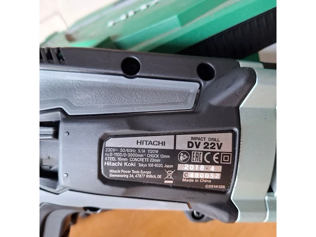 Klopboormachine hitachi, dv 22v, bouwjaar 2018 - afbeelding 5 van  6