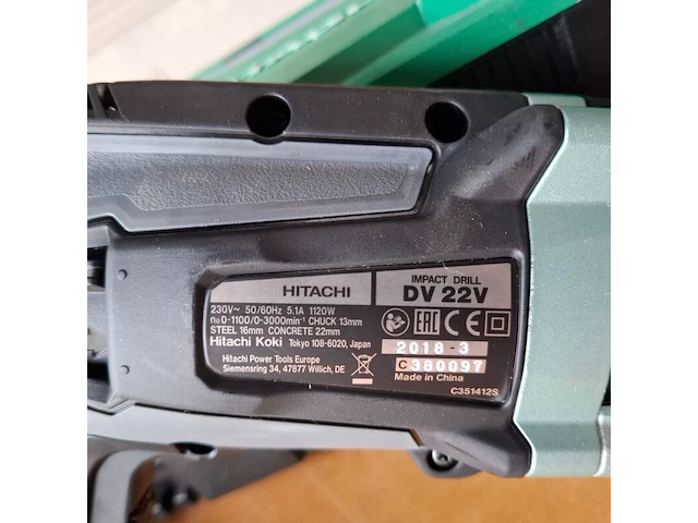 Klopboormachine hitachi, dv 22v, bouwjaar 2018 - afbeelding 5 van  6