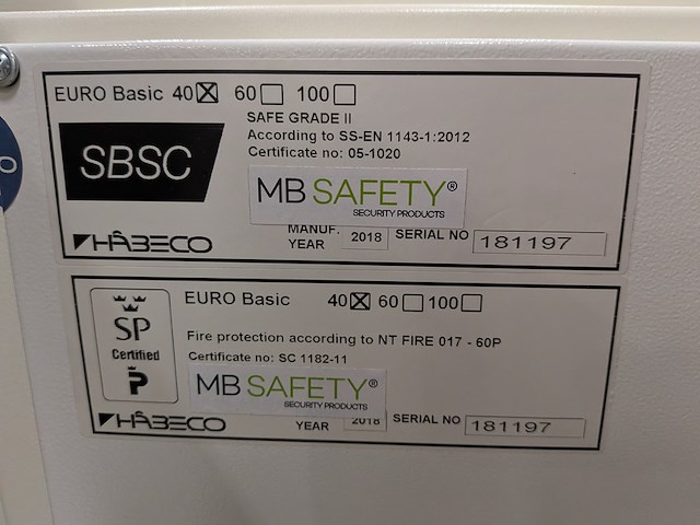 Kluis mb safety, euro basic 40, bouwjaar 2018 - afbeelding 4 van  6