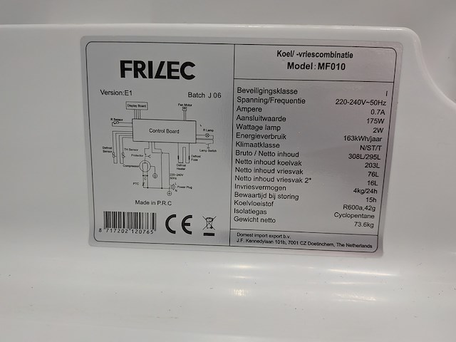 Koel- / vriescombinatie frizec - afbeelding 5 van  8