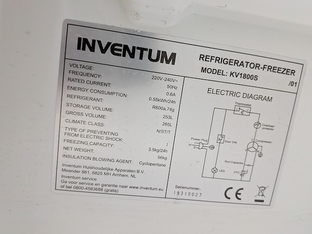 Koel- / vriescombinatie inventum, kv1800s - afbeelding 4 van  5