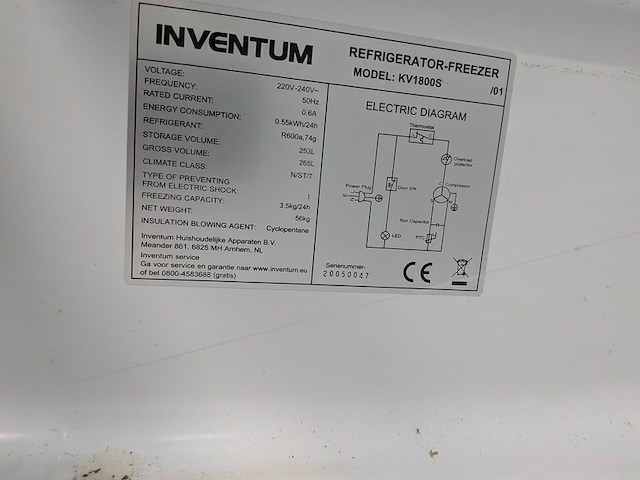 Koel- / vriescombinatie inventum, kv1800s - afbeelding 5 van  6