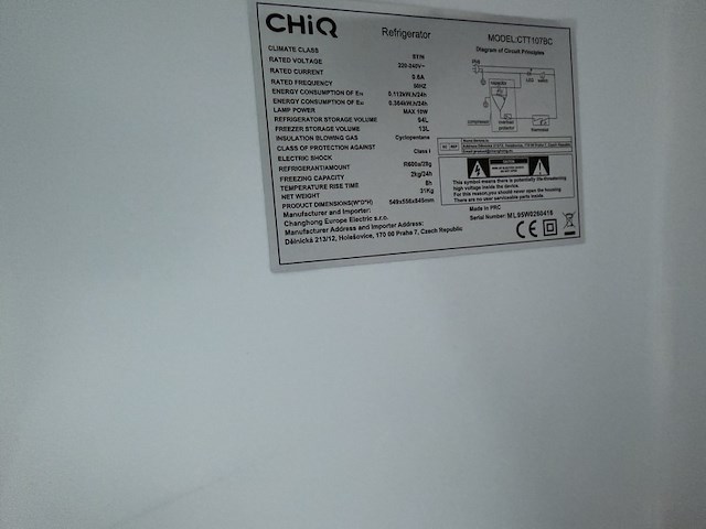 Koel-vriescombinatie 107 liter chiq, ctt107bc - afbeelding 4 van  4