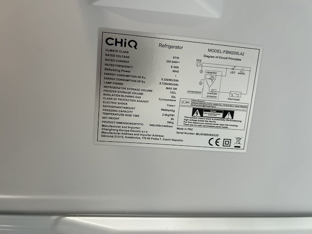 Koel-vriescombinatie 205 liter chiq, fbm205l42 - afbeelding 4 van  5