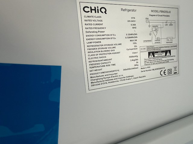 Koel-vriescombinatie 205 liter chiq, fbm205l42 - afbeelding 3 van  3