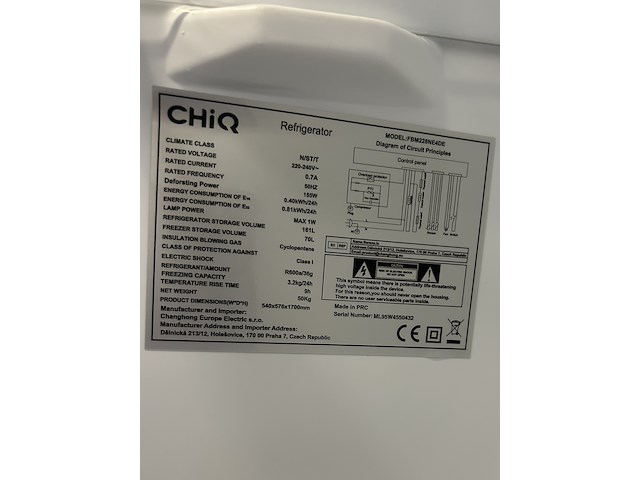 Koel-vriescombinatie 231 liter chiq, fbm228ne4de - afbeelding 6 van  6