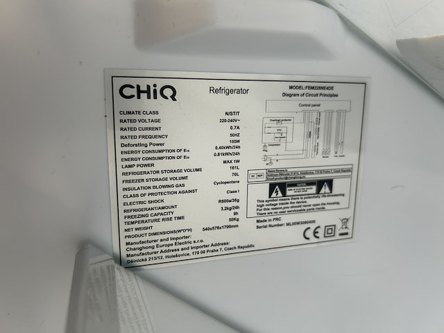 Koel-vriescombinatie 231 liter, chiq, fbm228ne4de - afbeelding 5 van  7