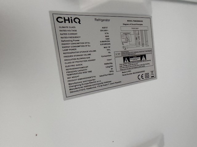 Koel-vriescombinatie 231 liter chiq, fbm228ne4de - afbeelding 3 van  3
