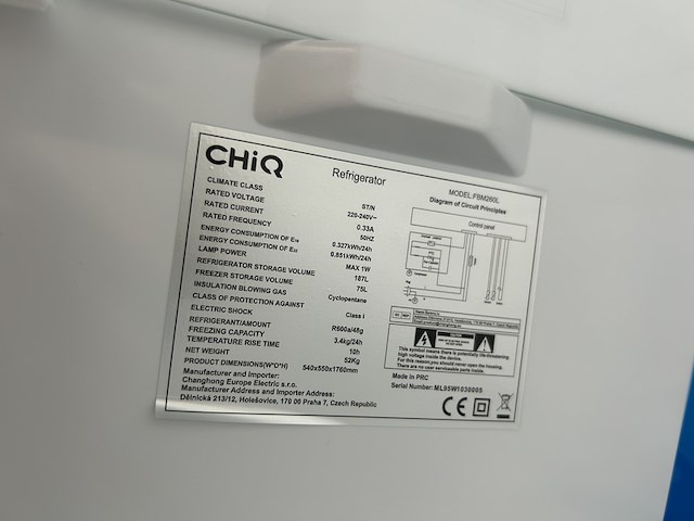 Koel-vriescombinatie 262 liter, chiq, fbm260l - afbeelding 4 van  5