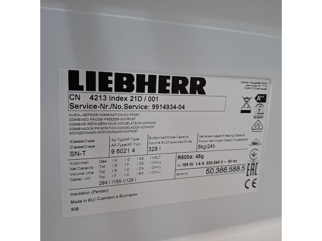 Koel-vriescombinatie liebherr, 96021/4, cn4213 - afbeelding 6 van  6