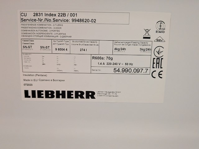 Koel-vriescombinatie, liebherr, cu 2831 - afbeelding 9 van  12