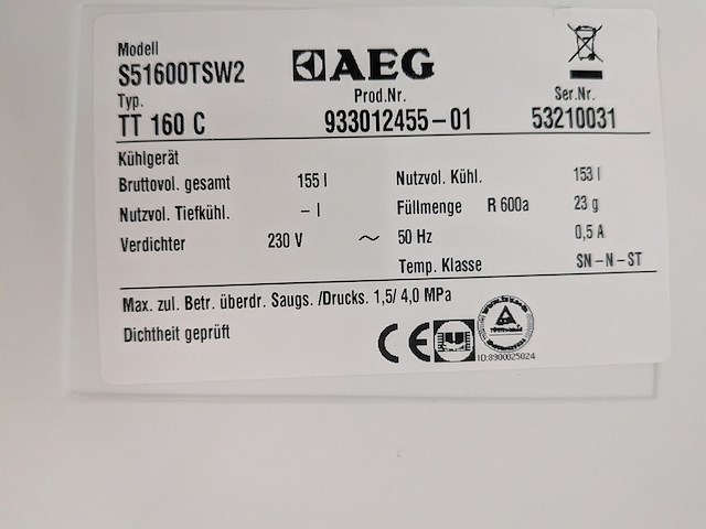 Koelkast aeg, tt 160c - afbeelding 5 van  5