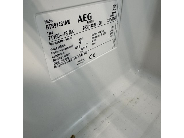 Koelkast, aeg, wit, met vriesvak - afbeelding 4 van  4