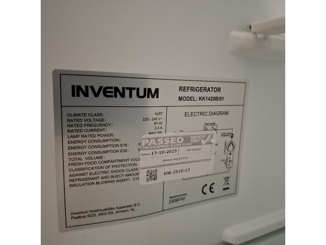 Koelkast inventum, kk1420b/01 | a++, zwart - afbeelding 5 van  5