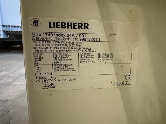 Koelkast, liebherr, premium kte 1740 index 24a/001, wit/crème, elektronische regeling – 90 w - afbeelding 3 van  5