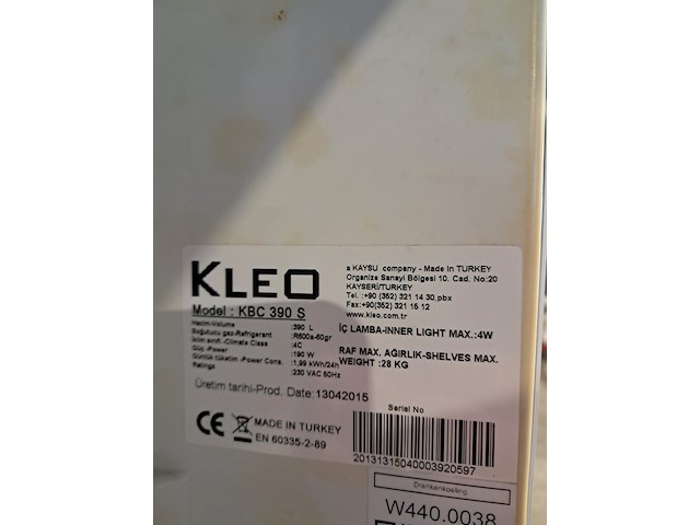 Koelkast met glazen deur, kleo, kbc 390 s - afbeelding 9 van  10