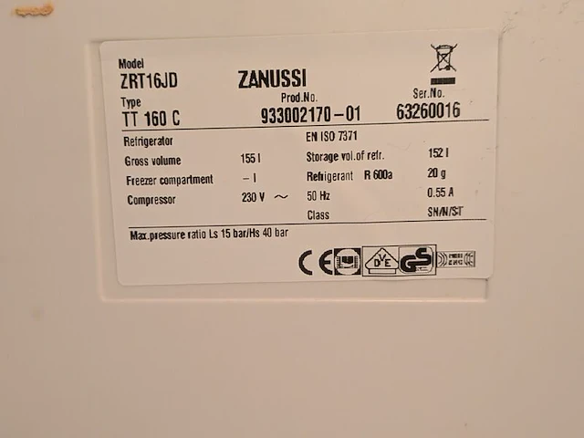 Koelkast, zanussi, zrt16jd - afbeelding 4 van  4