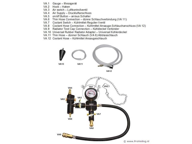 Koelsysteemtester / druktester - 28-delige set - incl. koffer - afbeelding 2 van  8