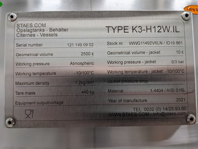 Koeltank 2500l, staes, k3-h12vv.il, 2021 - afbeelding 13 van  14