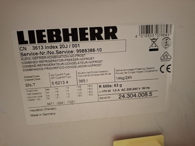 Koel/vriescombinatie liebherr, 5 6213 4 - afbeelding 4 van  5