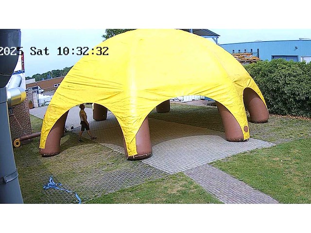 Koepel tent 10 x 10 x 6 meter, opblaasbaar, 2 nieuwe blowers, in-ritsbare zijpanelen - afbeelding 5 van  12