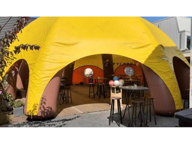 Koepel tent 10 x 10 x 6 meter, opblaasbaar, 2 nieuwe blowers, in-ritsbare zijpanelen - afbeelding 6 van  12