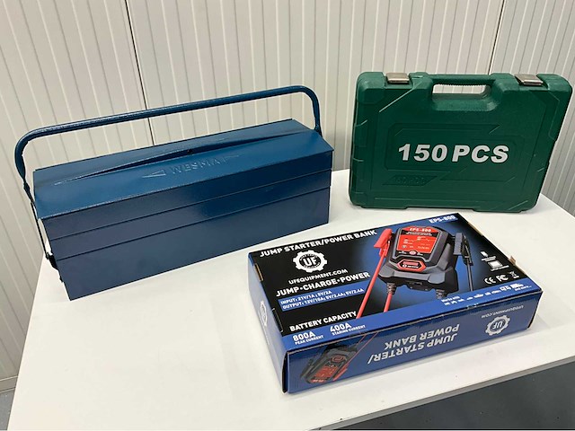 Koffer met 150 pcs en gereedschapskist en startbooster - afbeelding 1 van  18