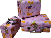 Koffer set 3 delig kids rose 6 stuks - afbeelding 1 van  7