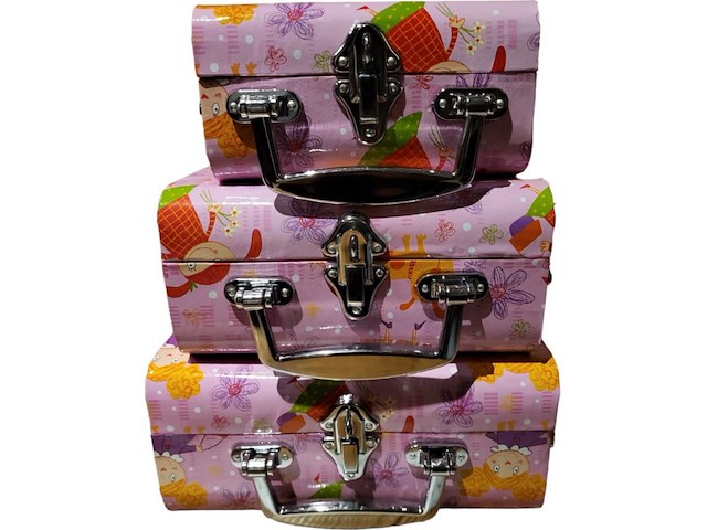 Koffer set 3 delig kids rose 6 stuks - afbeelding 6 van  7