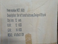 Koffer set 3 delig kids rose 6 stuks - afbeelding 4 van  7