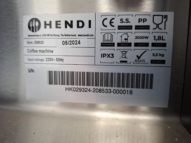 Koffiezet apparaat hendi, bouwjaar 2024 - afbeelding 3 van  3