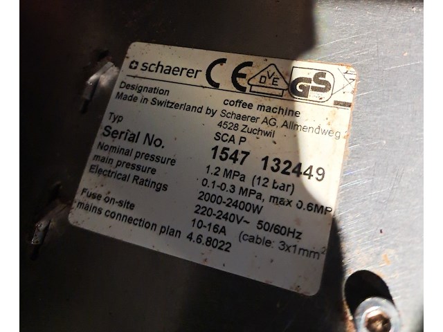 Koffiezetapparaat, schaerer, sca p - afbeelding 19 van  19