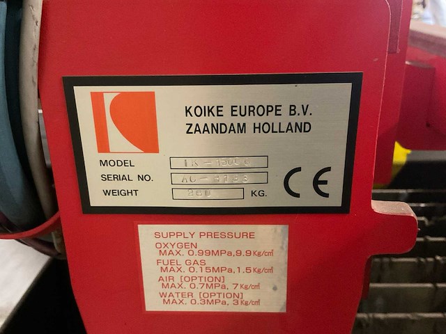 Koike ik-1500g autogeen/plasma snij-installatie - afbeelding 15 van  16