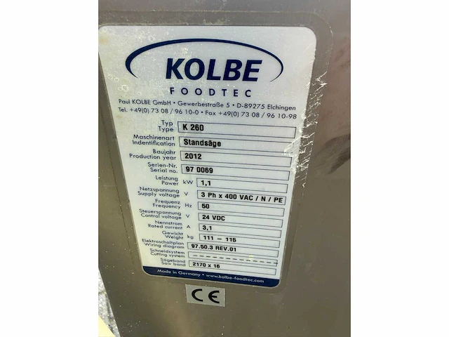 Kolbe - k260 - vleeszaagmachine - afbeelding 4 van  6