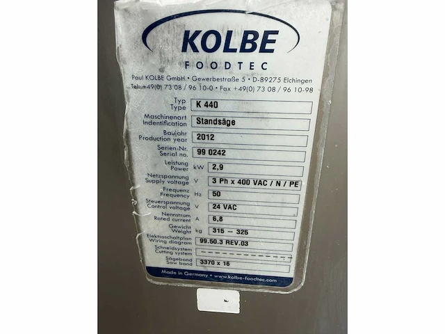 Kolbe - k440 - vleeszaagmachine - afbeelding 7 van  7