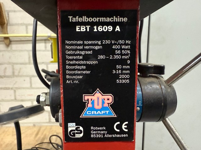 Kolomboormachine topcraft, ebt 1609 a, bouwjaar 2000 - afbeelding 5 van  8