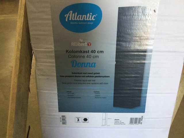Kolomkast 2-deurs atlantic, donna, mat zwart - afbeelding 4 van  6