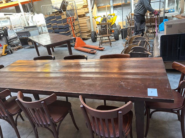 Koloniale café tafel met 8 stoelen - afbeelding 1 van  2