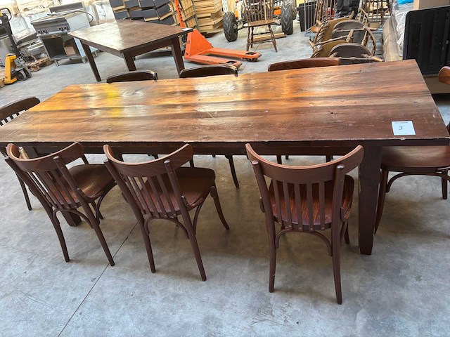 Koloniale café tafel met 8 stoelen - afbeelding 2 van  2