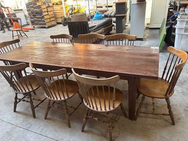 Koloniale café tafel met 8 stoelen - afbeelding 1 van  4