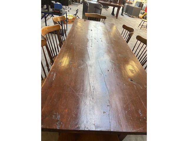 Koloniale café tafel met 8 stoelen - afbeelding 3 van  4