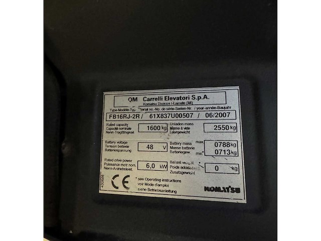 Komatsu - 2007 - fb16rj-2r - reach truck - afbeelding 13 van  13