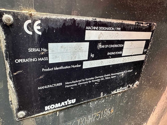 Komatsu - 2019 - wa270-8 - shovel - afbeelding 20 van  22