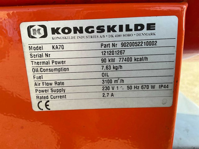 Kongskilde ka 70 heater - afbeelding 3 van  3